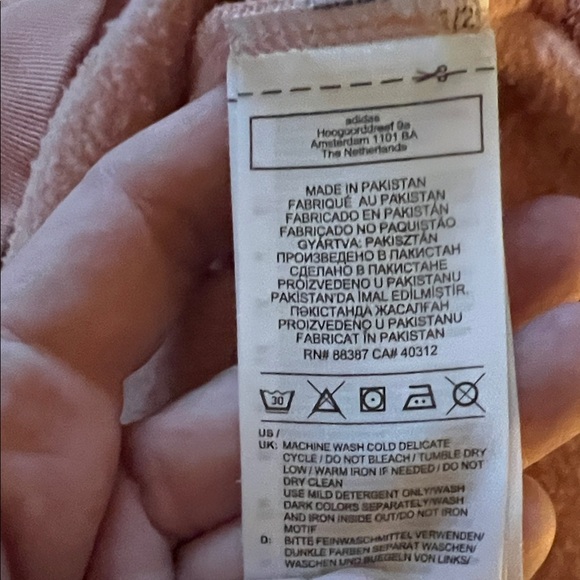 Adidas Dolman Sleeve Cropped Crewneck Sweatshirt – Peach – Size Small - Picture 4 of 10